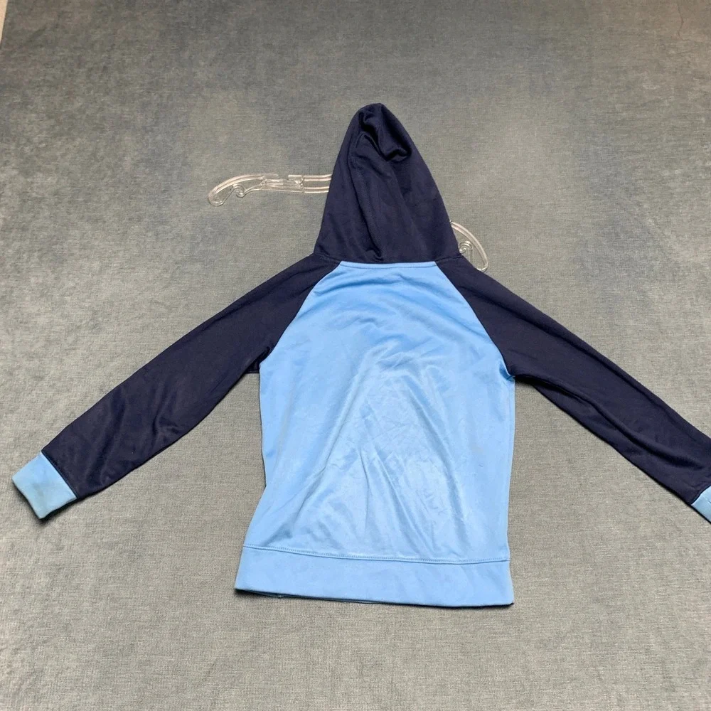 Nike Just Do It Therma Fit Hoodie Boys L Navy Blue Fleece Lined Kangaroo Pockets